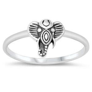 Sterling Silver Ring – Elephant Head (Size 8)